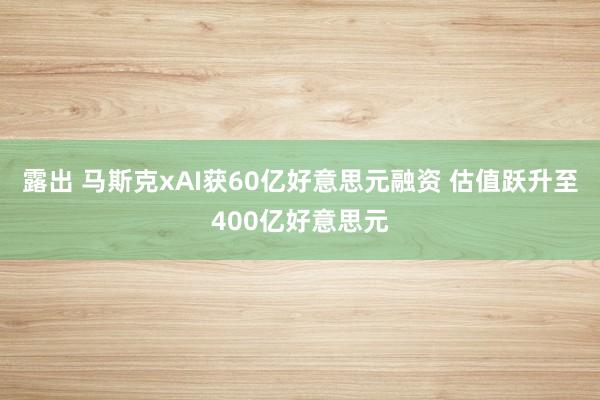 露出 马斯克xAI获60亿好意思元融资 估值跃升至400亿好意思元