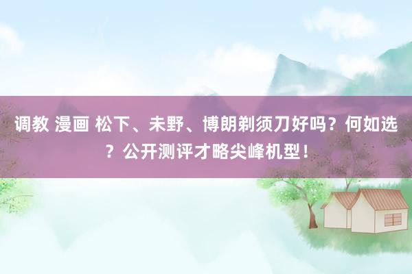 调教 漫画 松下、未野、博朗剃须刀好吗？何如选？公开测评才略尖峰机型！
