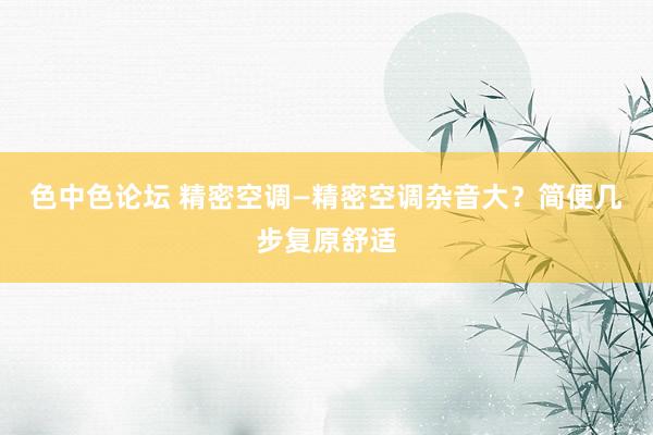 色中色论坛 精密空调—精密空调杂音大？简便几步复原舒适