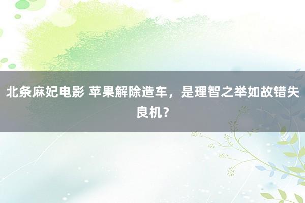 北条麻妃电影 苹果解除造车，是理智之举如故错失良机？