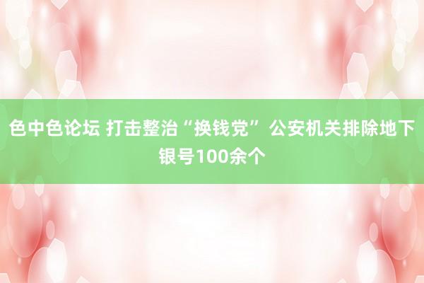 色中色论坛 打击整治“换钱党” 公安机关排除地下银号100余个
