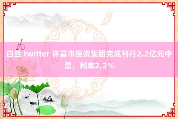 白丝 twitter 许昌市投资集团完成刊行2.2亿元中票，利率2.2％