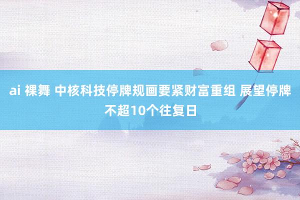 ai 裸舞 中核科技停牌规画要紧财富重组 展望停牌不超10个往复日