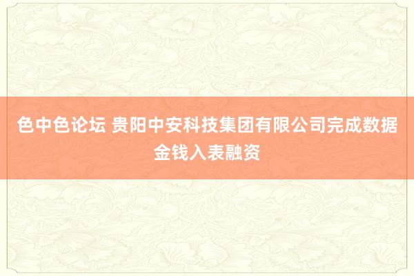 色中色论坛 贵阳中安科技集团有限公司完成数据金钱入表融资