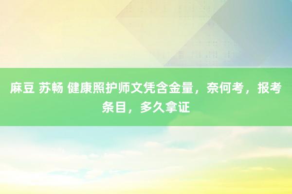 麻豆 苏畅 健康照护师文凭含金量，奈何考，报考条目，多久拿证