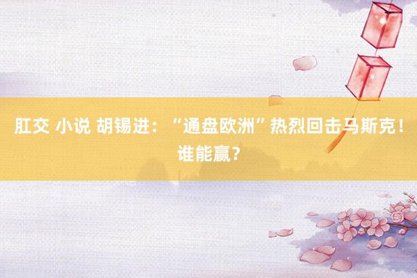 肛交 小说 胡锡进：“通盘欧洲”热烈回击马斯克！谁能赢？