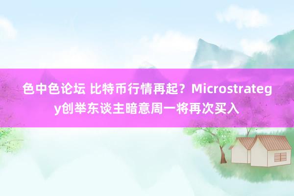 色中色论坛 比特币行情再起？Microstrategy创举东谈主暗意周一将再次买入