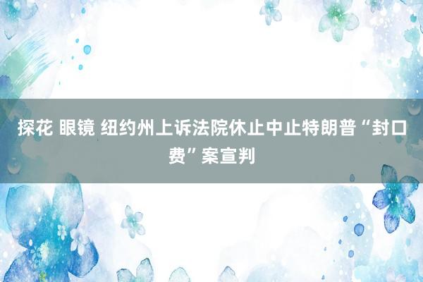 探花 眼镜 纽约州上诉法院休止中止特朗普“封口费”案宣判