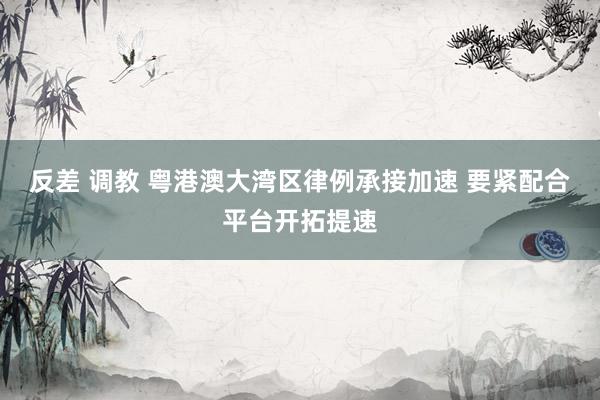 反差 调教 粤港澳大湾区律例承接加速 要紧配合平台开拓提速