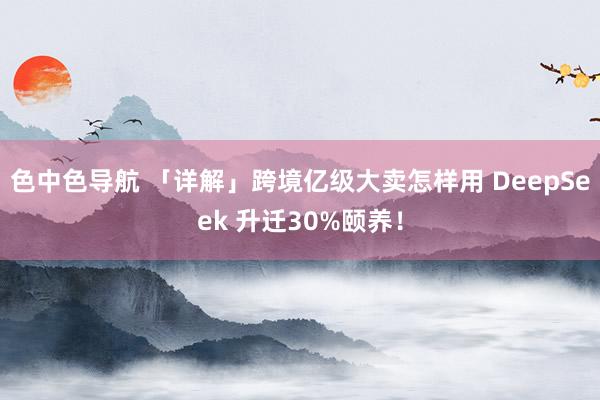 色中色导航 「详解」跨境亿级大卖怎样用 DeepSeek 升迁30%颐养！