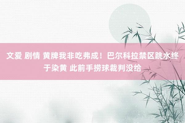 文爱 剧情 黄牌我非吃弗成！巴尔科拉禁区跳水终于染黄 此前手捞球裁判没给