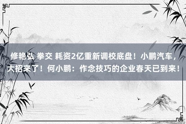 修艳弘 拳交 耗资2亿重新调校底盘！小鹏汽车，大招来了！何小鹏：作念技巧的企业春天已到来！