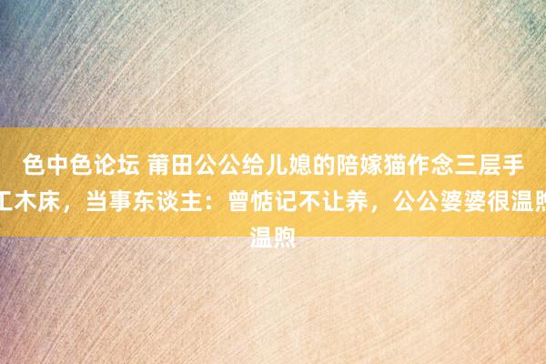 色中色论坛 莆田公公给儿媳的陪嫁猫作念三层手工木床，当事东谈主：曾惦记不让养，公公婆婆很温煦