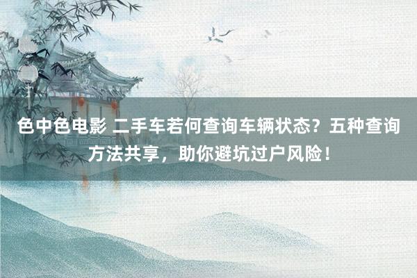 色中色电影 二手车若何查询车辆状态？五种查询方法共享，助你避坑过户风险！