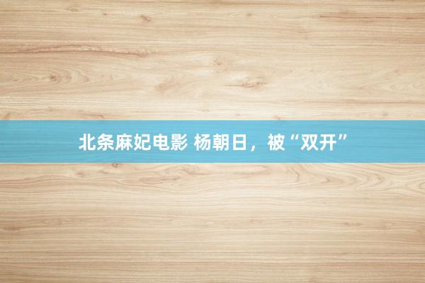 北条麻妃电影 杨朝日，被“双开”
