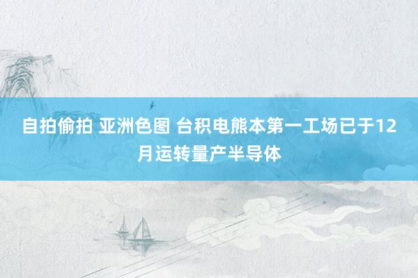 自拍偷拍 亚洲色图 台积电熊本第一工场已于12月运转量产半导体