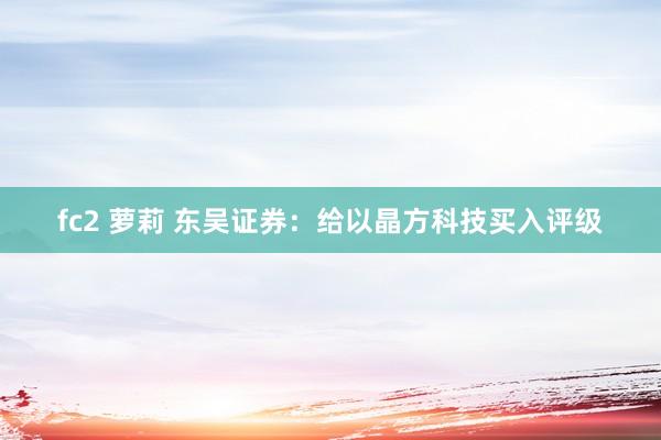 fc2 萝莉 东吴证券：给以晶方科技买入评级