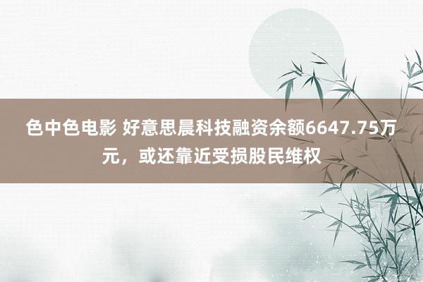 色中色电影 好意思晨科技融资余额6647.75万元，或还靠近受损股民维权