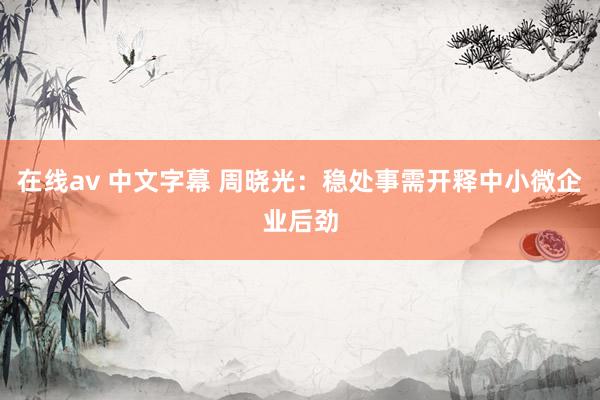 在线av 中文字幕 周晓光：稳处事需开释中小微企业后劲