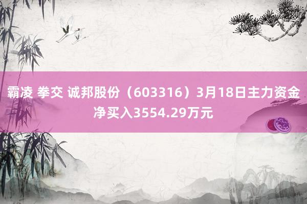 霸凌 拳交 诚邦股份（603316）3月18日主力资金净买入3554.29万元