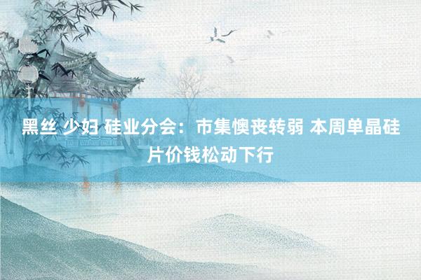 黑丝 少妇 硅业分会：市集懊丧转弱 本周单晶硅片价钱松动下行