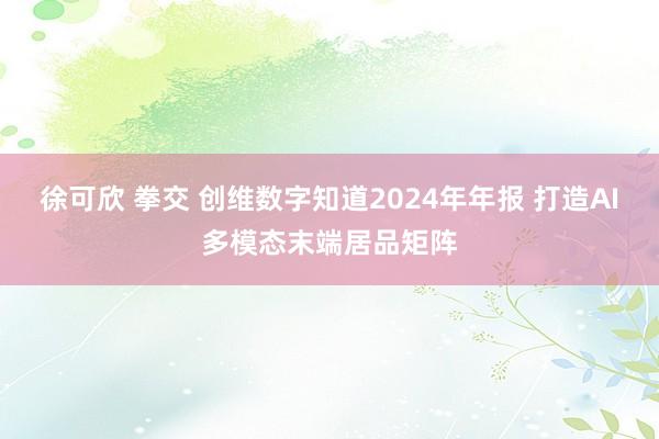 徐可欣 拳交 创维数字知道2024年年报 打造AI多模态末端居品矩阵