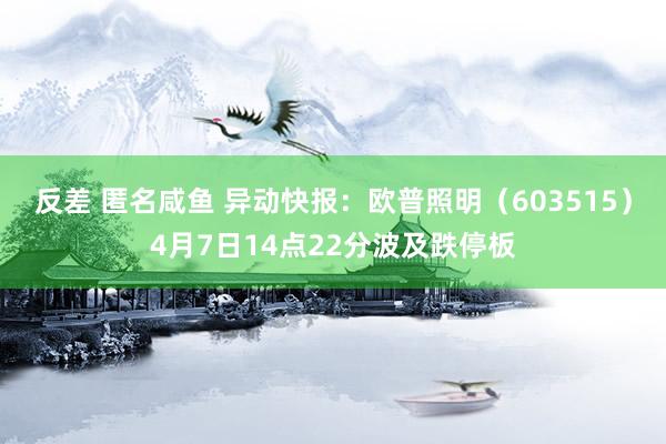 反差 匿名咸鱼 异动快报：欧普照明（603515）4月7日14点22分波及跌停板