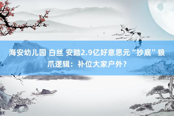 海安幼儿园 白丝 安踏2.9亿好意思元“抄底”狼爪逻辑：补位大家户外？