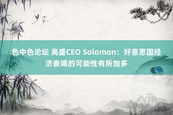 色中色论坛 高盛CEO Solomon：好意思国经济衰竭的可能性有所加多
